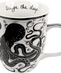 Black and White Boho Octopus Ceramic Coffee Mug