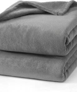 Soft Grey Fleece Twin Bed Blanket