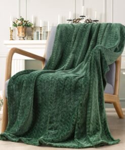 Soft Green Fleece Throw Blanket for Couch
