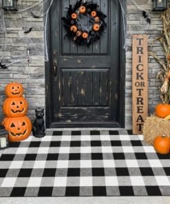 MUBIN Fall Plaid Cotton Outdoor Doormat Rug